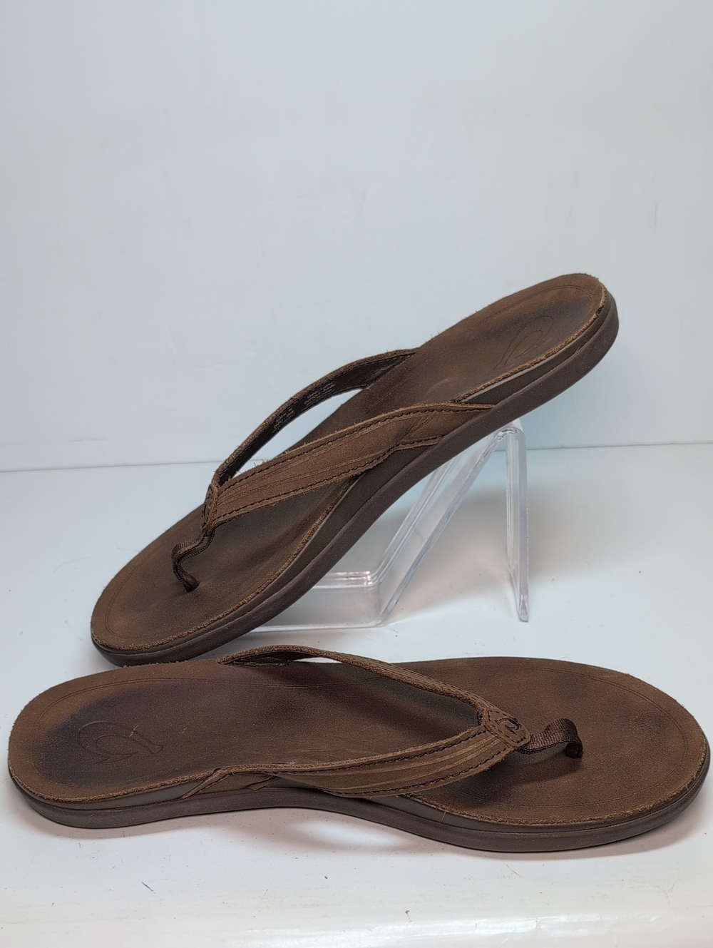 Olukai Aukai beach flip flop brown leather sandal women's size 7 EU 37 - Picture 13 of 14